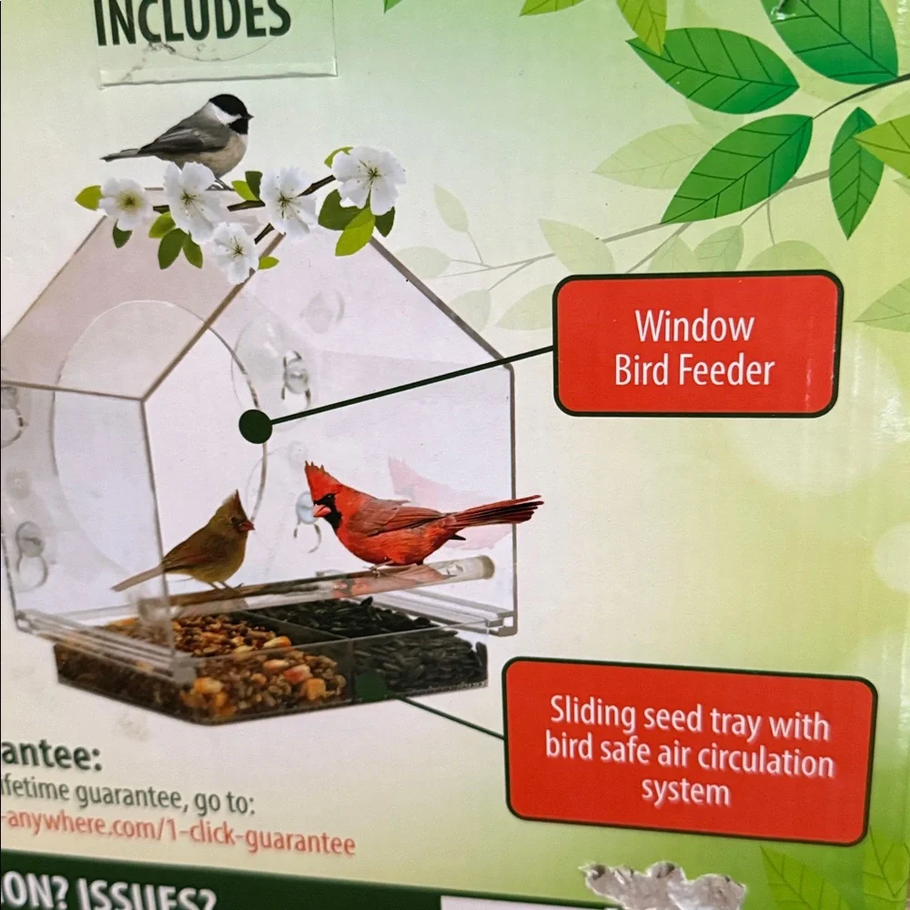 Window Bird Feeder by Nature Anywhere with Sliding Tray. Clear.